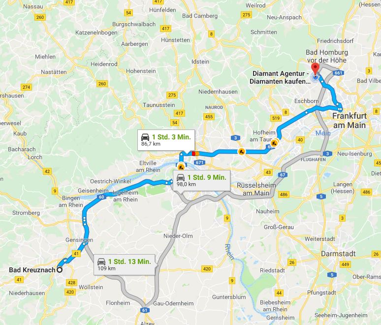 Anfahrt aus Bad Kreuznach