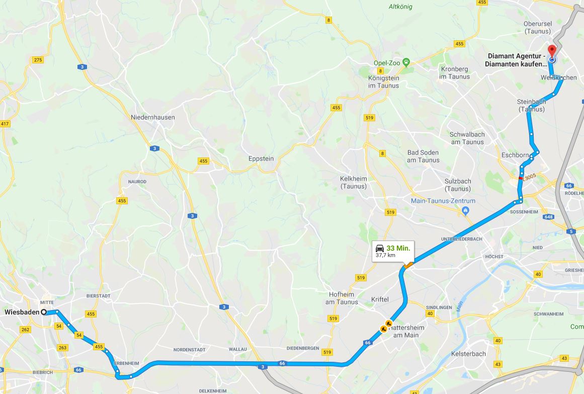 Anfahrt von Wiesbaden